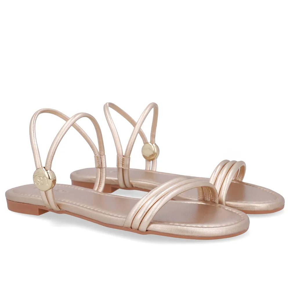 Sandália Rasteira Couro Tiras Dourada, Usaflex, R$ 199,99