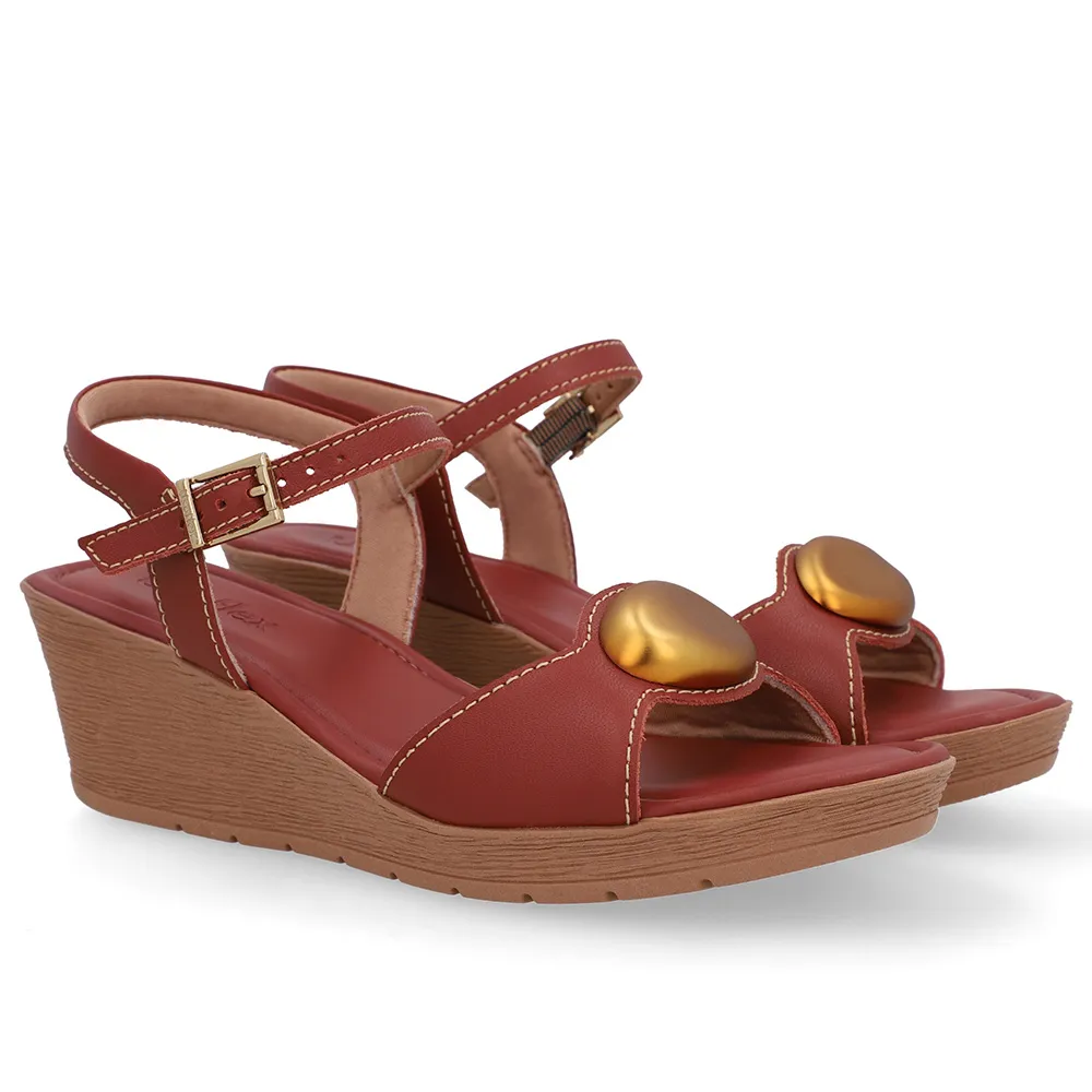 Sandália Salto Anabela Couro Marrom, Usaflex, R$ 269,99