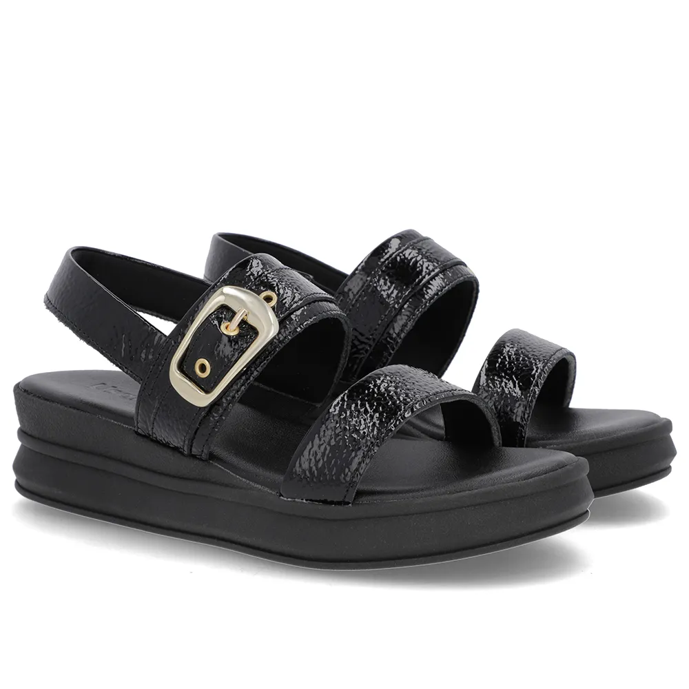 Sandália Salto Plataforma Verniz Preta, Usaflex, R$ 339,99