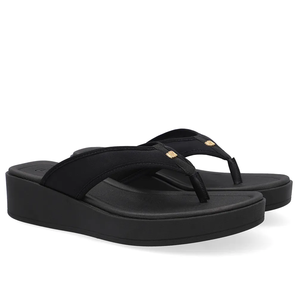 Chinelo Salto Plataforma Tecido Preto, Usaflex, R$ 199,99