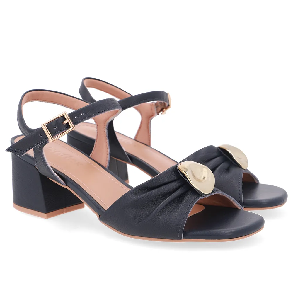 Sandália Couro Azul Tira Elástico, Usaflex, R$ 299,99