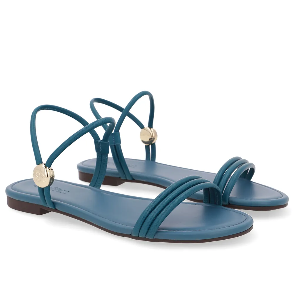 Sandália Rasteira Couro Tiras Azul, Usaflex, R$ 199,99
