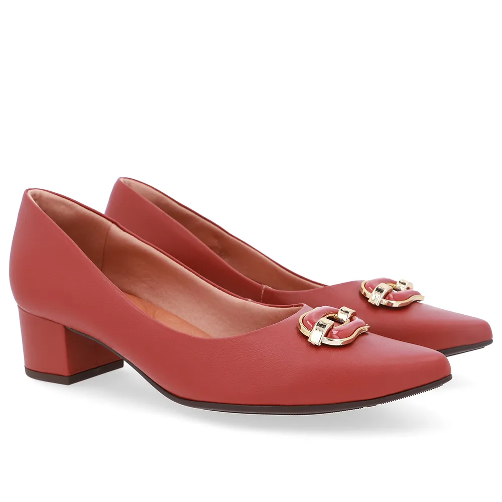 Scarpin Couro Marrom Bico Fino, Usaflex, R$ 289,99