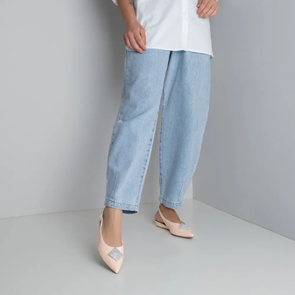 Slingback Laranja Salto Anabela Couro, Usaflex, de R$ 409 por R$ 149