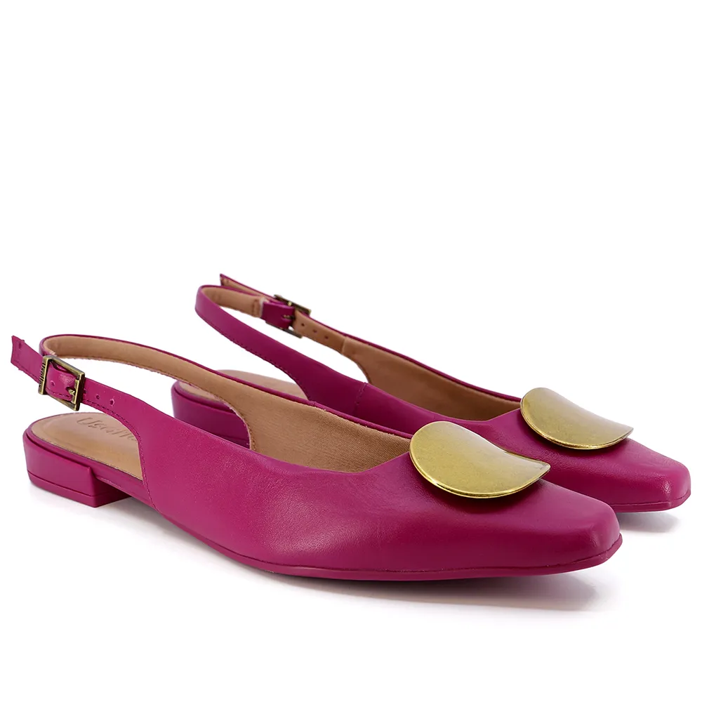 Slingback Roxo Salto Bloco Couro, Usaflex, de R$ 449,99 por R$ 99,99