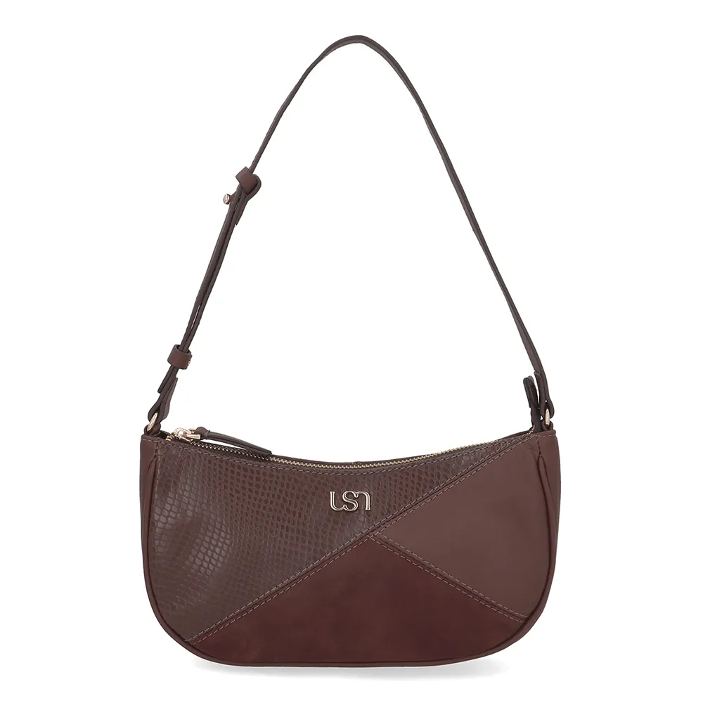 Bolsa Baguete Couro Marrom Recortes, Usaflex, R$ 499,99