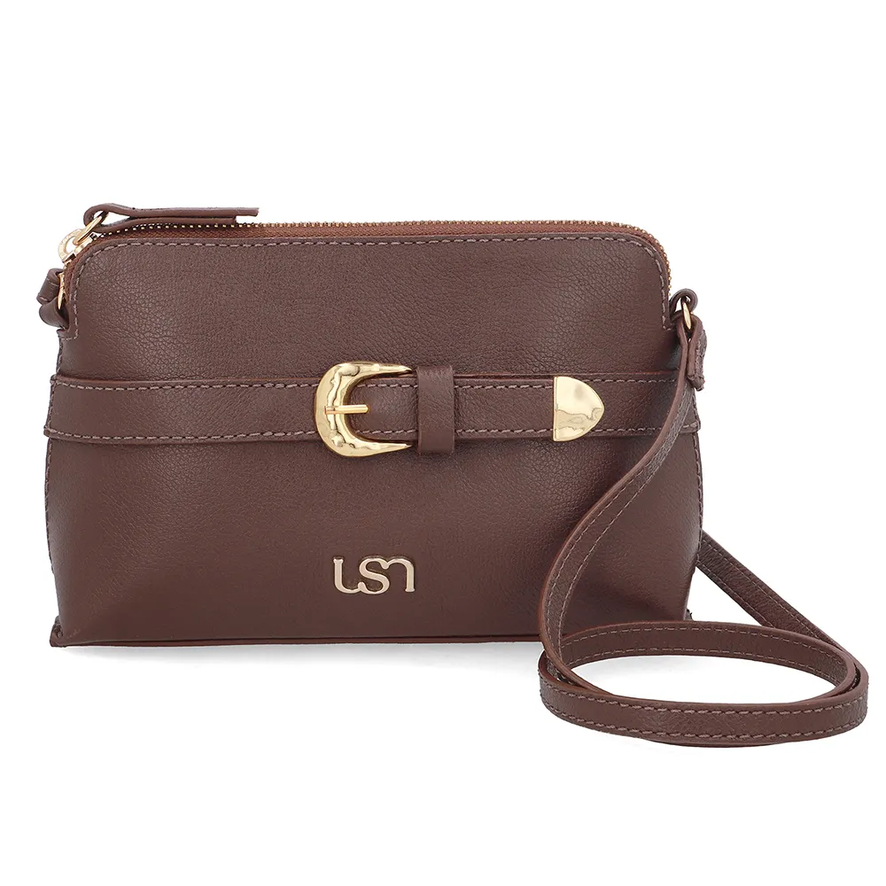 Bolsa Tiracolo Couro Marrom Fivela, Usaflex, R$ 319,99