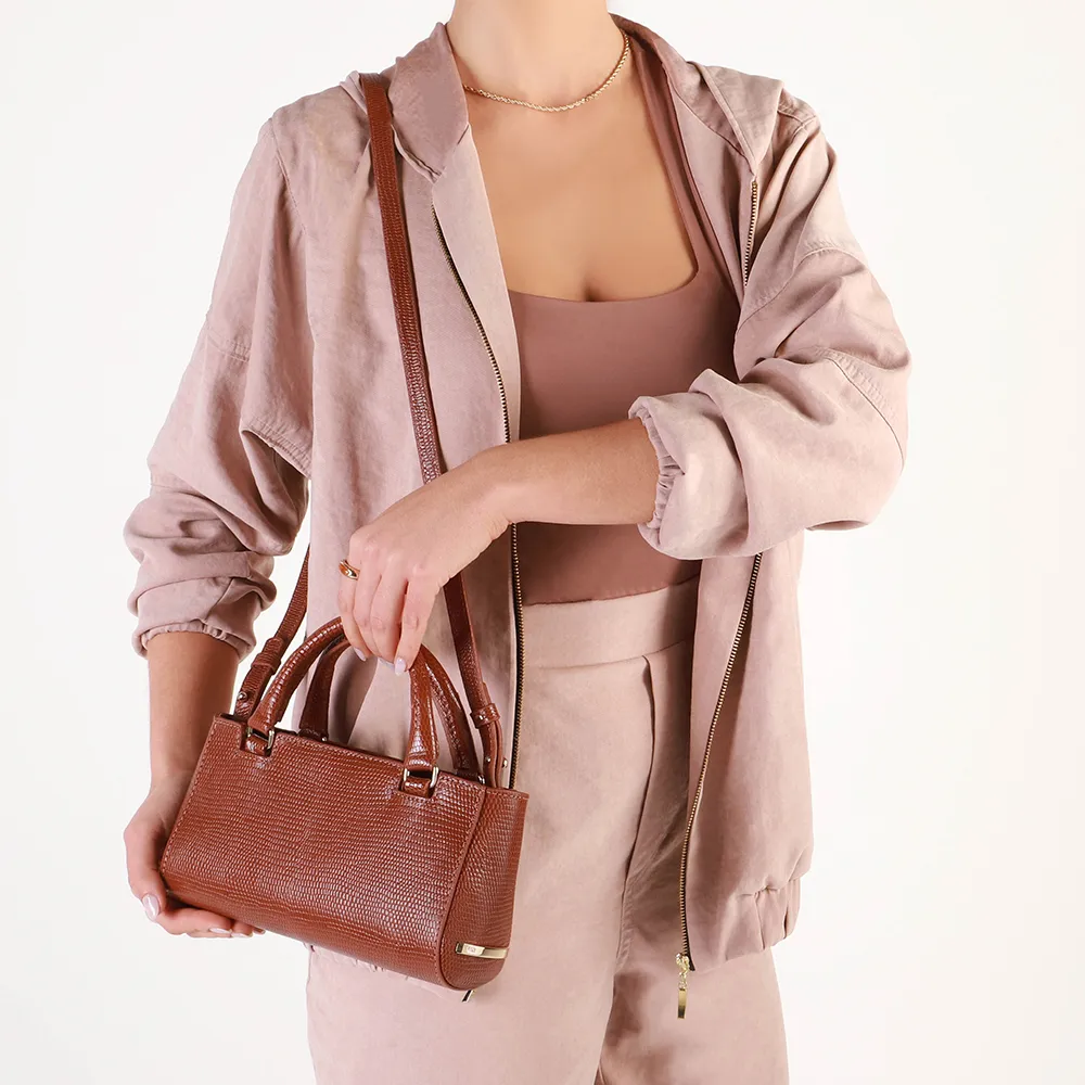 Bolsa Tote Couro Marrom Alça Removível, Usaflex, R$ 559,99_