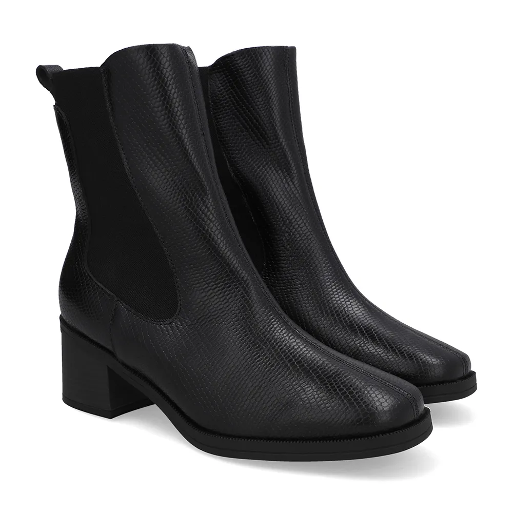 Bota Couro Preta Lateral El&aacute;stico, Usaflex, R$ 549,99